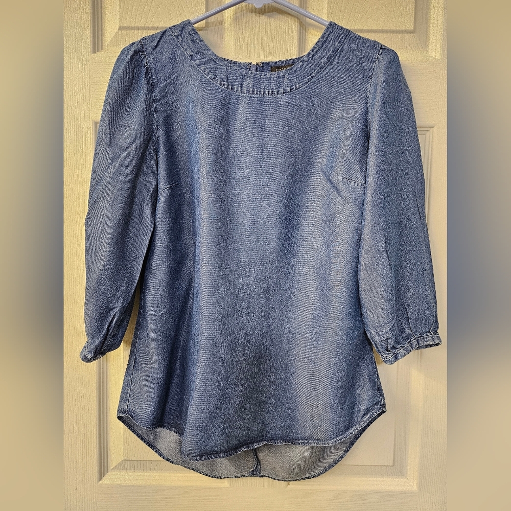 Ann Taylor Denim (Lyocell) Blouse with 3/4 Sleeves